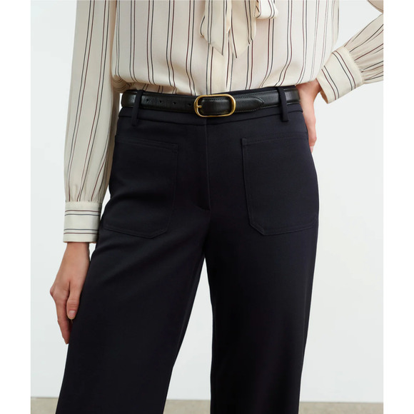 NEW! Nili Lotan 8 Wide Leg High Rise Wool $650 Enya Dress Pants Crop Black - Picture 2 of 10